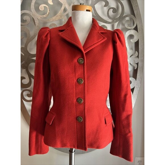 Ralph Lauren Blue Label Womens Jacket Size 8 Orange Wool Gold Buttons - Picture 1 of 10